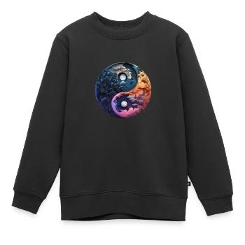 Yin Yang - Sweat Premium enfant bio - noir - Devant - AI Model Kid Female (0cm)