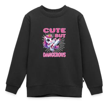 Licorne mignonne mais dangereuse - Sweat Premium enfant bio - noir - Devant - AI Model Kid Female (0cm)