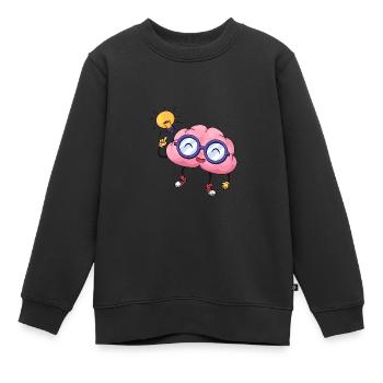 Gehirn Idee Comic Hand gezeichnet - Kinder Premium Organic Sweatshirt - Schwarz - Vorne - AI Model Kid Female (0cm)