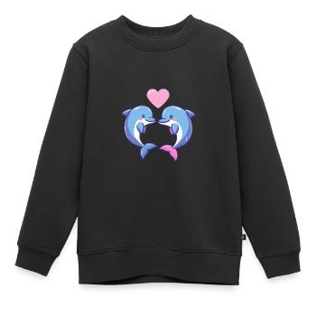 Delfin Paar Liebe Valentinstag - Kinder Premium Organic Sweatshirt - Schwarz - Vorne - AI Model Kid Female (0cm)
