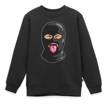 Freundlicher Dieb Maske Zunge Bank Räuber Gangster - Kinder Premium Organic Sweatshirt - Schwarz - Vorne - AI Model Kid Female (0cm)
