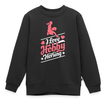 J’aime Hobby Horsing - Coeur - Hobby - Sweat Premium enfant bio - noir - Devant - AI Model Kid Female (0cm)