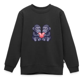 Gorilla Paar Liebe Valentinstag - Kinder Premium Organic Sweatshirt - Schwarz - Vorne - AI Model Kid Female (0cm)