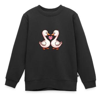 Gans Paar Liebe Valentinstag - Kinder Premium Organic Sweatshirt - Schwarz - Vorne - AI Model Kid Female (0cm)
