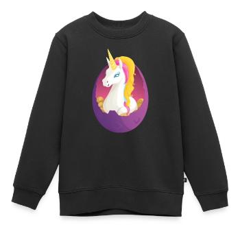 Licorne dans un œuf - Design coloré en rose, - Sweat Premium enfant bio - noir - Devant - AI Model Kid Female (0cm)