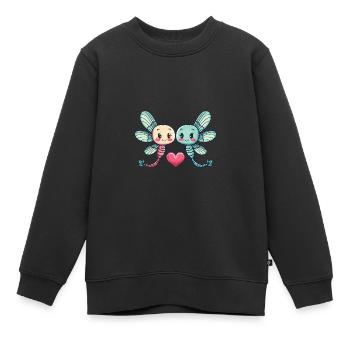 Libelle Paar Liebe Valentinstag - Kinder Premium Organic Sweatshirt - Schwarz - Vorne - AI Model Kid Female (0cm)