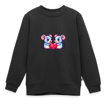Maus Paar Liebe Valentinstag - Kinder Premium Organic Sweatshirt - Schwarz - Vorne - AI Model Kid Female (0cm)