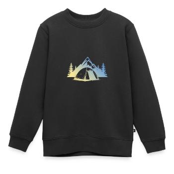 Tente de camping - Sweat Premium enfant bio - noir - Devant - AI Model Kid Female (0cm)