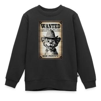 Affiche poster wanted bad puppy vintage - Sweat Premium enfant bio - noir - Devant - AI Model Kid Female (0cm)