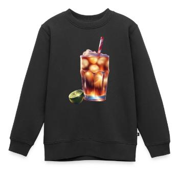 Un verre de boisson soda fraîche - Sweat Premium enfant bio - noir - Devant - AI Model Kid Female (0cm)