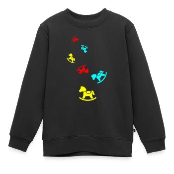 Icône de l’icône Shovel Horse - Sweat Premium enfant bio - noir - Devant - AI Model Kid Female (0cm)
