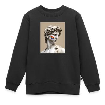 Subtiler Stolz Michelangelo David Kunst + Liebe ist Liebe - Kinder Premium Organic Sweatshirt - Schwarz - Vorne - AI Model Kid Female (0cm)