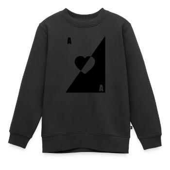 Karte als schwarzes Herz blanc2 - Kinder Premium Organic Sweatshirt - Schwarz - Vorne - AI Model Kid Female (0cm)