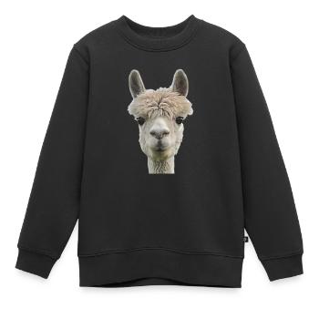 Alpaga lama chameau Pérou Andes Amérique du Sud laine - Sweat Premium enfant bio - noir - Devant - AI Model Kid Female (0cm)
