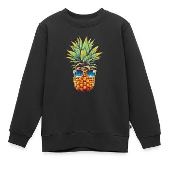 Ananas mit Sonnenbrille: Sommer Coolness - Kinder Premium Organic Sweatshirt - Schwarz - Vorne - AI Model Kid Female (0cm)
