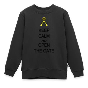 Open the Gate - Kids Premium Organic Sweatshirt - black - Front - AI Model Kid Female (0cm)