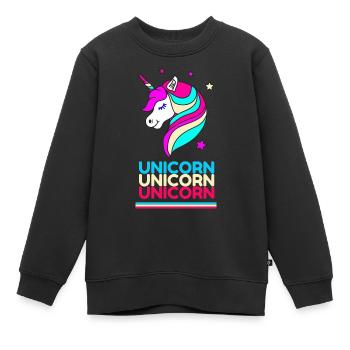 Licorne Licorne Licorne - Sweat Premium enfant bio - noir - Devant - AI Model Kid Female (0cm)