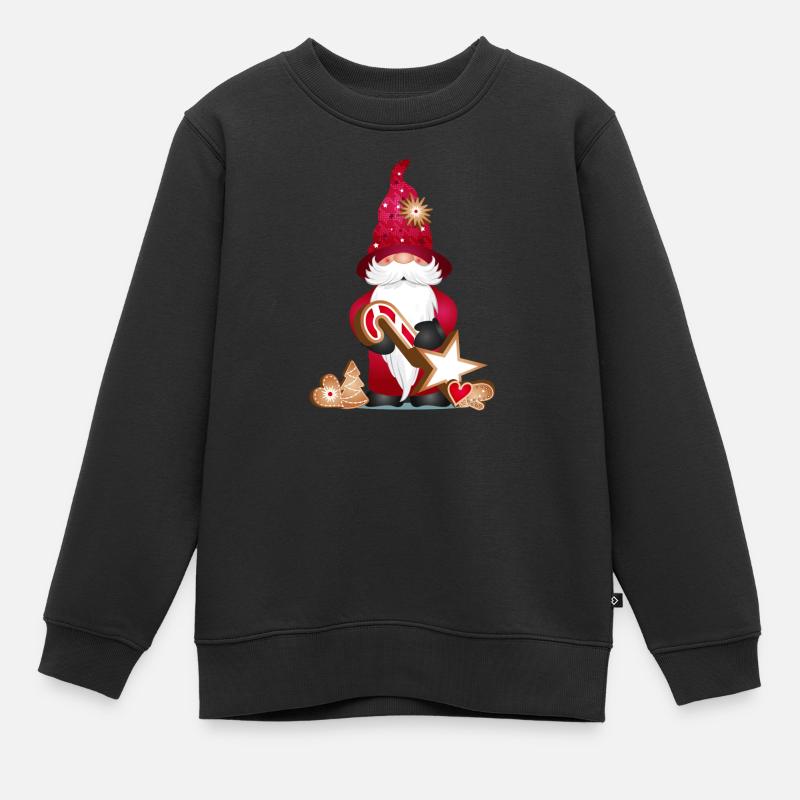 magisk söt gnome med julkakor - Sweatshirt Premium barn ekologisk - svart