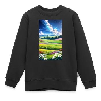 landscape, botanical, flora, climate, change - Kinder Premium Organic Sweatshirt - Schwarz - Vorne - AI Model Kid Female (0cm)