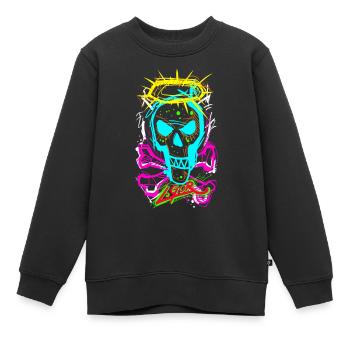 L.Gor Totenkopf Knochen - Kinder Premium Organic Sweatshirt - Schwarz - Vorne - AI Model Kid Female (0cm)