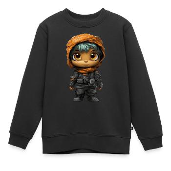Halloween Spooky Cartoon Mummy - Kinder Premium Organic Sweatshirt - Schwarz - Vorne - AI Model Kid Female (0cm)