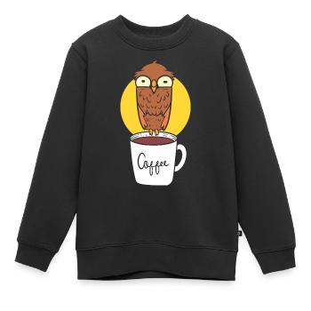 Eule und Kaffee Kaffeeliebhaber - Kinder Premium Organic Sweatshirt - Schwarz - Vorne - AI Model Kid Female (0cm)