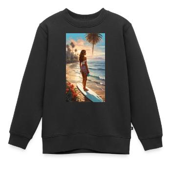 Surf & Beach - Kinder Premium Organic Sweatshirt - Schwarz - Vorne - AI Model Kid Female (0cm)