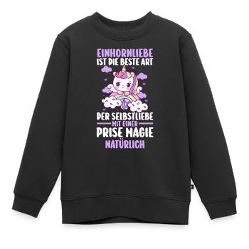 Einhorn - Kinder Premium Organic Sweatshirt - Schwarz - Vorne - AI Model Kid Female (0cm)