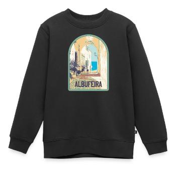 Malerische Straße in der Altstadt von Albufeira - Kinder Premium Organic Sweatshirt - Schwarz - Vorne - AI Model Kid Female (0cm)