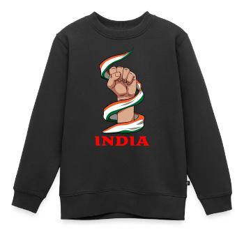 Indien Inder Hindu Stolz Flagge Land I Geschenk - Kinder Premium Organic Sweatshirt - Schwarz - Vorne - AI Model Kid Female (0cm)