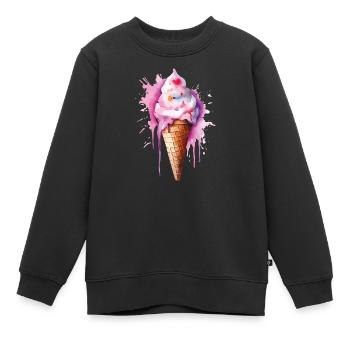 Wasserfarbe Eiscreme Tropfen - Kinder Premium Organic Sweatshirt - Schwarz - Vorne - AI Model Kid Female (0cm)
