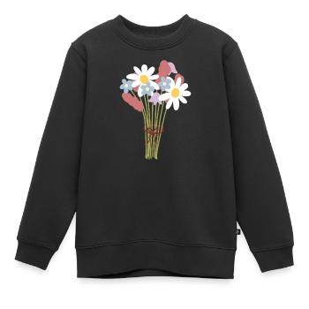 Pastell-Gänseblümchen-Bouquet-Illustration - Kinder Premium Organic Sweatshirt - Schwarz - Vorne - AI Model Kid Female (0cm)