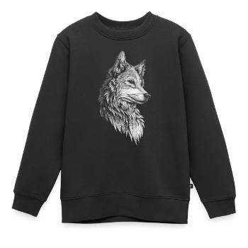 Wolf Kopf Realistisch - Kinder Premium Organic Sweatshirt - Schwarz - Vorne - AI Model Kid Female (0cm)