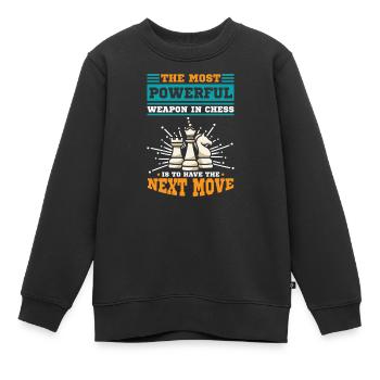 Schach Schachspieler Schachbrett - Kinder Premium Organic Sweatshirt - Schwarz - Vorne - AI Model Kid Female (0cm)