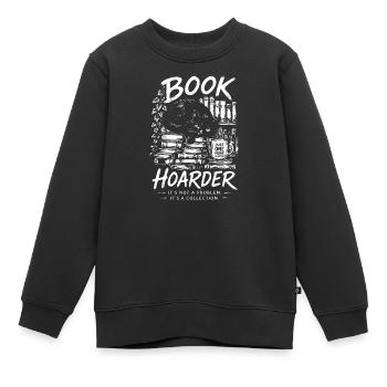 Buchsammler: Es ist eine Sammlung von Katzenkunstwerken - Kinder Premium Organic Sweatshirt - Schwarz - Vorne - AI Model Kid Female (0cm)