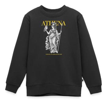 Athéna : Déesse de la Sagesse et de la Guerre - Sweat Premium enfant bio - noir - Devant - AI Model Kid Female (0cm)