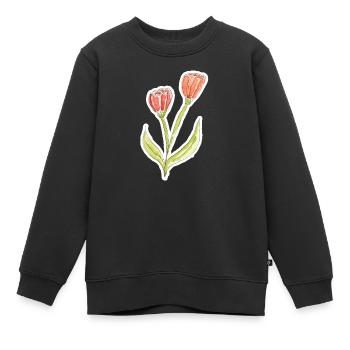 Wasserfarbene Tulpe - Kinder Premium Organic Sweatshirt - Schwarz - Vorne - AI Model Kid Female (0cm)