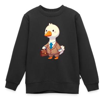 Ernsthafte Gans im Anzug mit Aktentasche - Kinder Premium Organic Sweatshirt - Schwarz - Vorne - AI Model Kid Female (0cm)