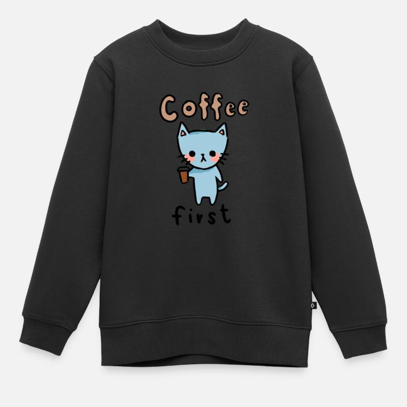 chat de café - Sweat Premium enfant bio - noir