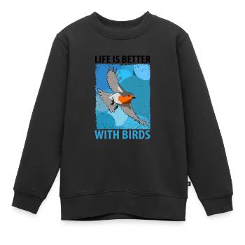 Bird Watching Birds Watching Birding Bird - Kids Premium Organic Sweatshirt - black - Front - AI Model Kid Female (0cm)