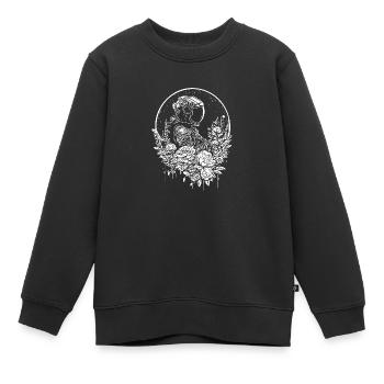 Astronaut im Vintage Blumenbeet mit Mondlicht - Kinder Premium Organic Sweatshirt - Schwarz - Vorne - AI Model Kid Female (0cm)