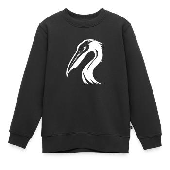 Tropischer Pelikan Wasservogel mit bösen Augen - Kinder Premium Organic Sweatshirt - Schwarz - Vorne - AI Model Kid Female (0cm)