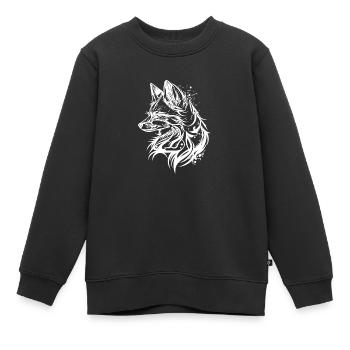 Eleganter Fuchs in Tribal Tattoo Tinte - Kinder Premium Organic Sweatshirt - Schwarz - Vorne - AI Model Kid Female (0cm)