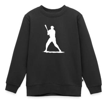 Joueur de baseball avec batte de baseball - Sweat Premium enfant bio - noir - Devant - AI Model Kid Female (0cm)