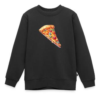 Lustiger Pizzaflüsterer Feinschmecker Pizzastück - Kinder Premium Organic Sweatshirt - Schwarz - Vorne - AI Model Kid Female (0cm)