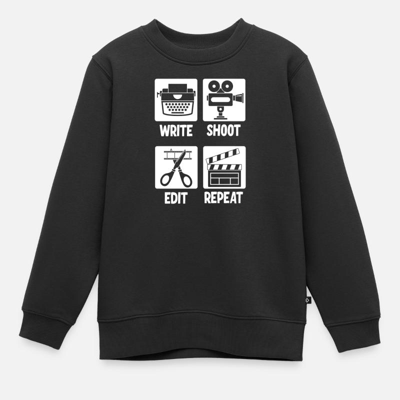Écrire Shoot Edit Répéter Cinéaste - Sweat Premium enfant bio - noir