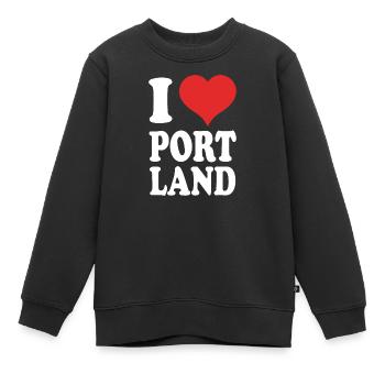 J’aime Portland - Sweat Premium enfant bio - noir - Devant - AI Model Kid Female (0cm)