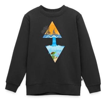 Sommermotiv mit Wasserfall und Palme in Dreiecken - Kinder Premium Organic Sweatshirt - Schwarz - Vorne - AI Model Kid Female (0cm)