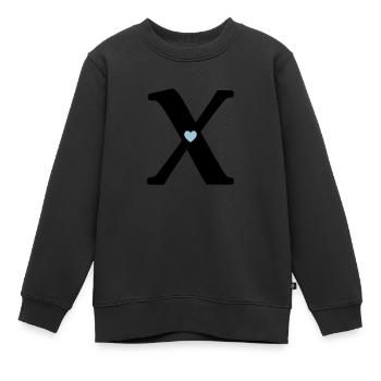 Lettre X Point de départ - Sweat Premium enfant bio - noir - Devant - AI Model Kid Female (0cm)