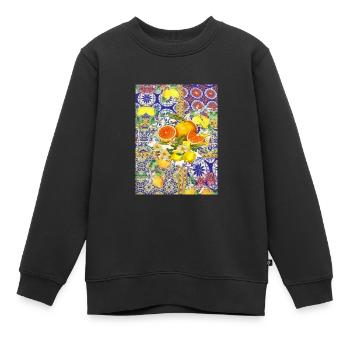 Majolica motifs, carreaux, porcelaine, majolique - Sweat Premium enfant bio - noir - Devant - AI Model Kid Female (0cm)